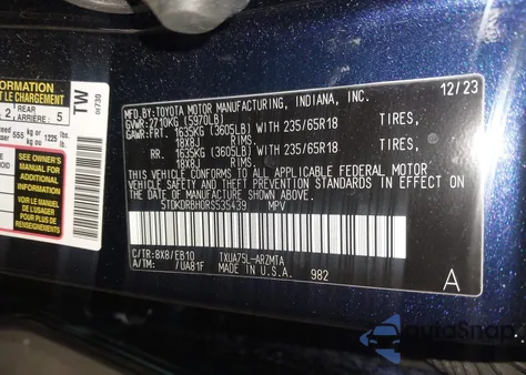 2024 Toyota Highlander Xle from USA, damaged, VIN 5TDKDRBH0RS535439